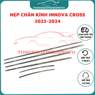 Nẹp chân kính Inox xe Innova Cross Đời 2023 2024 2025 - Mẫu Inox trăng sáng bóng
