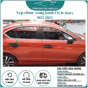 Nẹp viền chân kính, cong kính Xe Honda Civic 2022- 2025 - Hàng inox cao cấp