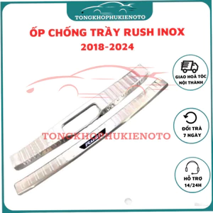 Chống trầy cốp ngoài toyota Rush 2018-2025 mẫu inox 304 sáng bóng