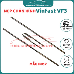 Nẹp viền chân cong kính xe Vinfast VF3 - Chất liệu Inox 304 sáng bóng