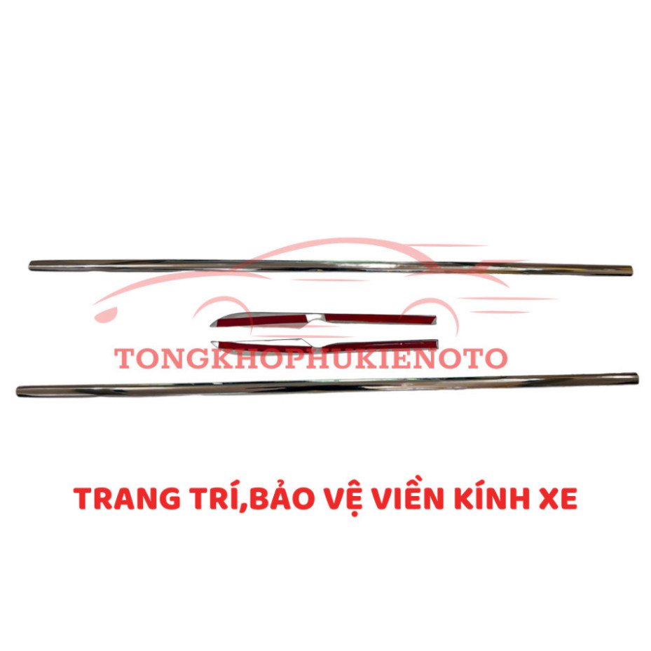 Nẹp viền chân cong kính xe Vinfast VF3 - Chất liệu Inox 304 sáng bóng
