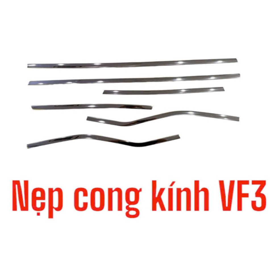 Nẹp viền chân cong kính xe Vinfast VF3 - Chất liệu Inox 304 sáng bóng