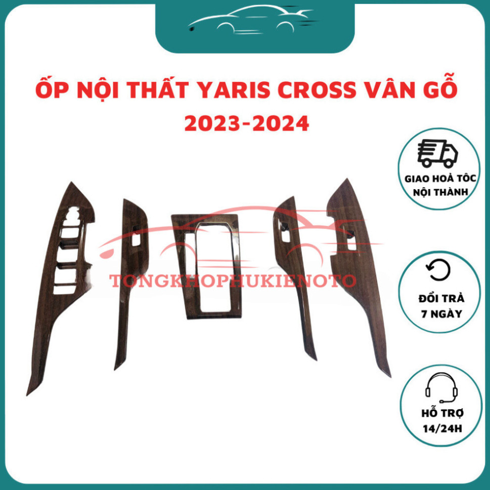 Ốp nội thất xe Toyota Yaris Cross 2023-2024 Mẫu nhựa ABS nhúng màu gỗ bóng cao cấp