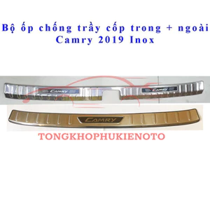 Bộ ốp chống trầy cốp trong + ngoài xe Toyota Camry 2019-2025 Inox