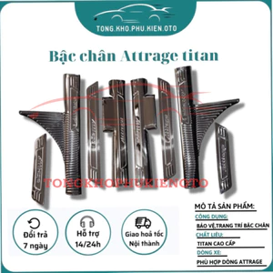 Ốp bậc cửa, Nẹp bước chân trong, ngoài xe Attrage 2015-2016-2017-2018-2019-2020-2021-2022 – Mẫu Titan