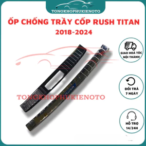 Bộ ốp chống trầy cốp trong, ngoài xe Toyota Rush 2018-2025, chất liệu Titan