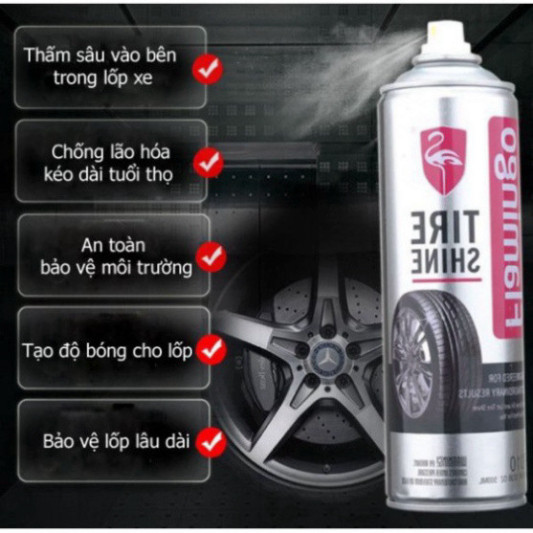 Flamingo F010 Chai Dưỡng Bóng Vỏ Lốp Ô Tô - Phục Hồi Nhựa Đen 500ml, F010