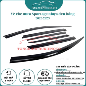 Vè che mưa xe Sportage đời 2022-2023-2024 mẫu đen bóng 6 chi tiết hàng chính hãng Hàn Quốc Auto Clover