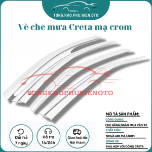 Vè che mưa mạ crom xe Huyndai Creta 2022 2023 2024 - Hàng Autoclover Hàn Quốc