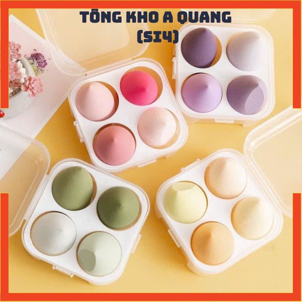 Mút Tán Kem Nền Mềm Mịn Giúp Lớp Nền Căng Mướt,Hộp 4 Mút Tán Kem Nền Siêu Mềm - BỘ 4 MÚT TRANG ĐIỂM TIỆN DỤNG AN TOÀN