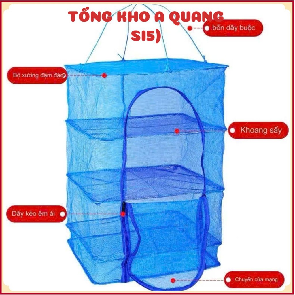 Lồng Phơi Thực Phẩm, Phơi Cá Khô Chống Ruồi Muỗi, Côn Trùng Bằng Lưới PE Dễ Dàng Vệ Sinh Có Thể Thu Gọn