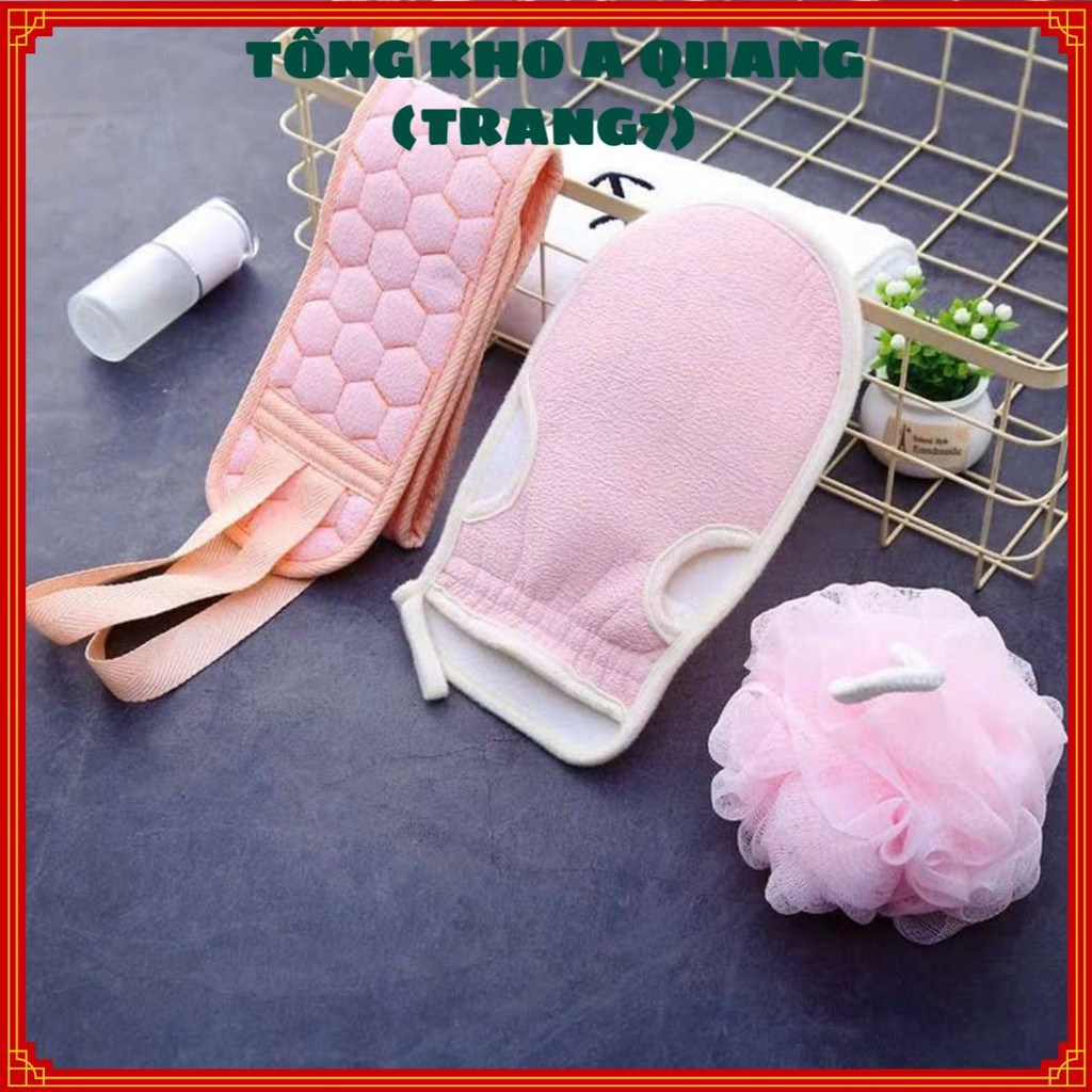 COMBO 3 DÂY TẮM TẠO BỌT LÀM SẠCH CƠ THỂ - Set 3 Bông Tắm Chà Lưng Tiện Dụng Dễ Dùng,Bông Tẩy Tế Bào Chết Kiểu Nhật
