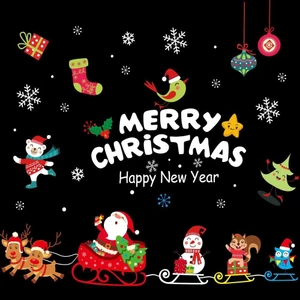 Decal giáng sinh dán cửa kính, sticker Noel trang trí cửa hàng văn phòng gia đình