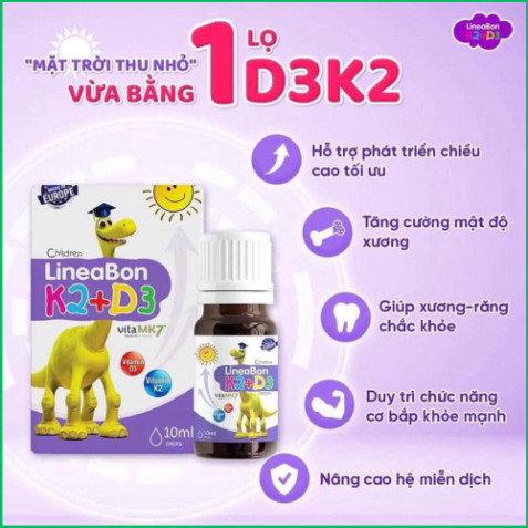 Vitamin LINEABON D3K2 MK7 bổ sung D3k2  giúp bé ngủ ngon, tăng đề kháng giảm còi xương ở bé giúp bé ngủ ngon sâu  giấc