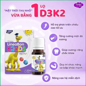 Vitamin LINEABON D3K2 MK7 bổ sung D3k2 giúp bé ngủ ngon, tăng đề kháng giảm còi xương ở bé giúp bé ngủ ngon sâu giấc
