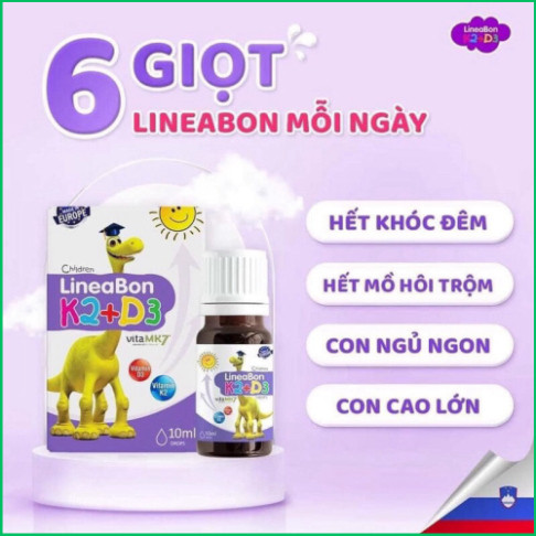 Vitamin LINEABON D3K2 MK7 bổ sung D3k2  giúp bé ngủ ngon, tăng đề kháng giảm còi xương ở bé giúp bé ngủ ngon sâu  giấc