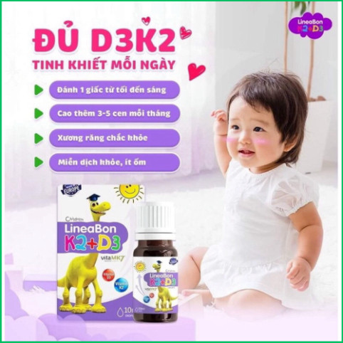 Vitamin LINEABON D3K2 MK7 bổ sung D3k2  giúp bé ngủ ngon, tăng đề kháng giảm còi xương ở bé giúp bé ngủ ngon sâu  giấc