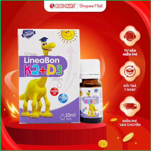 LineaBon Vitamin D3 K2 10ml Vitamin Hấp Thụ Canxi Giúp Bé Ngủ Ngon Tăng Chiều Cao Hàng Chính Hãng - Bibomart