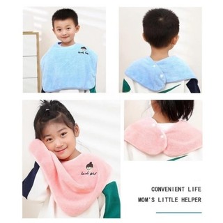 Khăn Choàng Đánh Răng Trẻ Em Lovely | Chống Ướt, Vải Lông Microfiber Siêu Mềm, Nút Bấm Cố Định