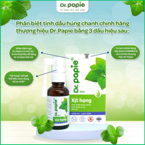 Dầu Húng Chanh Dr.Papie Hỗ Trợ Giảm Ho, Tăng Sức Đề Kháng Đường Hô Hấp 30ml