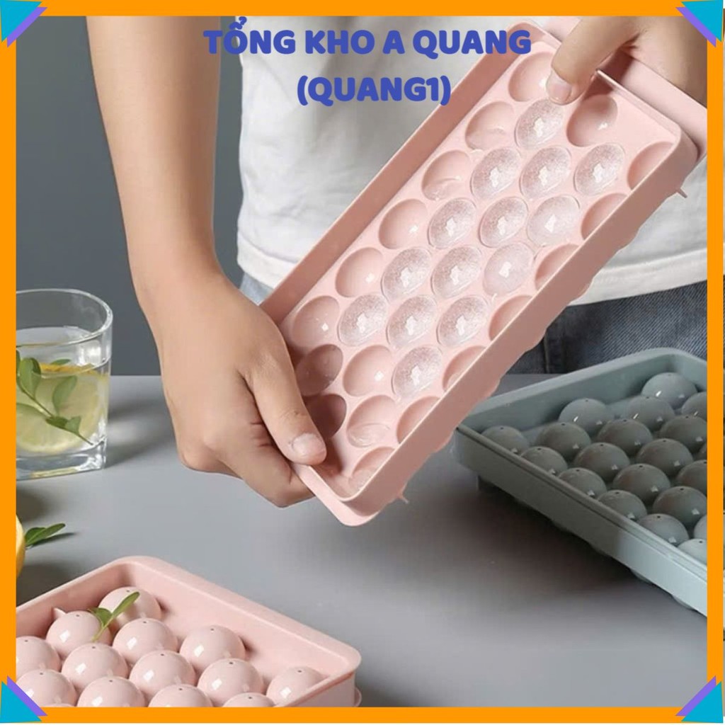 (COMBO 5) Khay đá 33 viên dạng tròn , khuôn làm đá lạnh hình viên tròn 33 ô chựa dẻo dễ tách đá