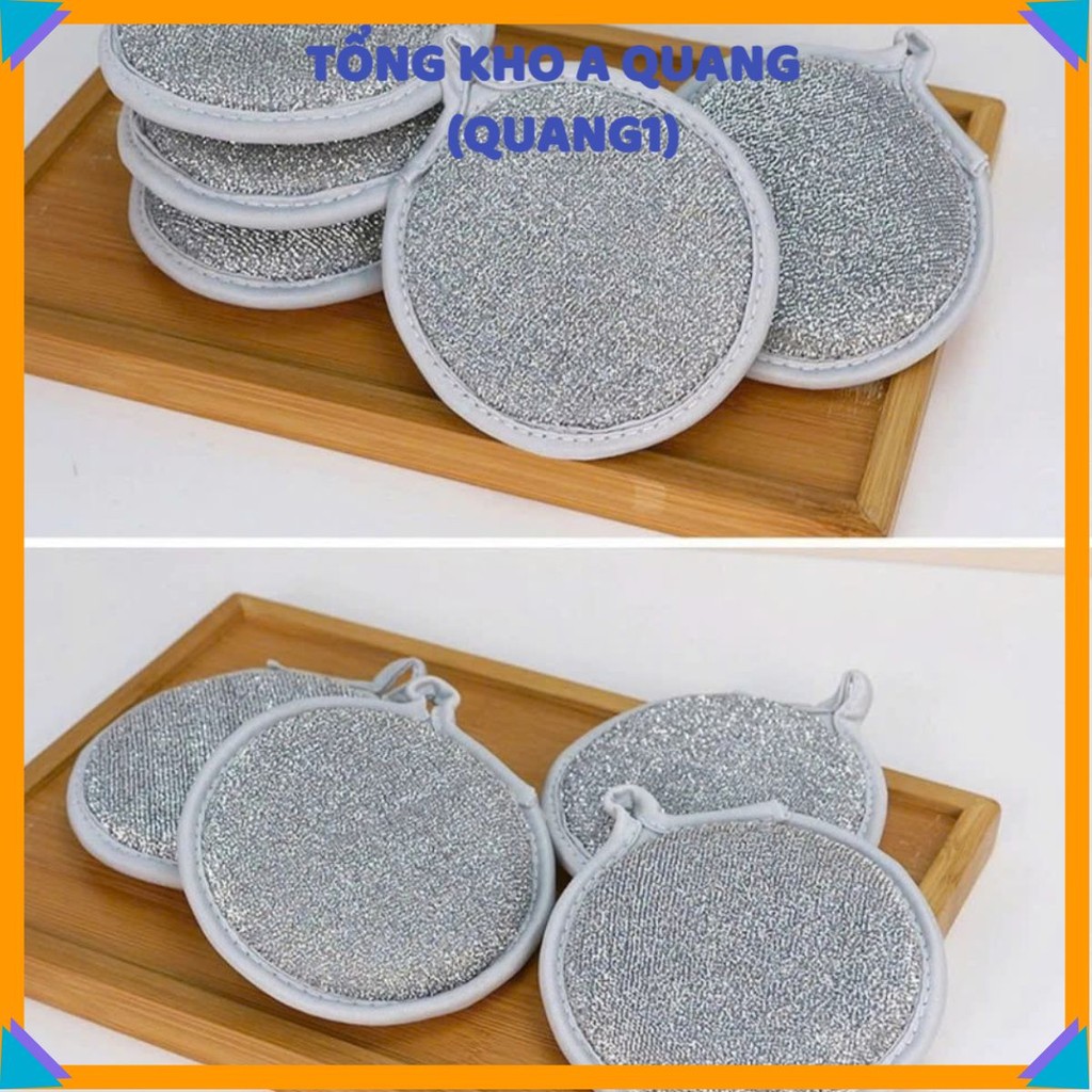 10 MIẾNG CHÀ XOONG 2 MẶT VẢI LƯỚI TIỆN LỢI - Miếng Rửa Chén Tròn 2in1,Miếng Rửa Chén Bọt Biển 2 Mặt Dễ Vệ Sinh