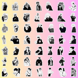 16 - Set 50 Sticker Jujutsu Kaisen Trắng Đen