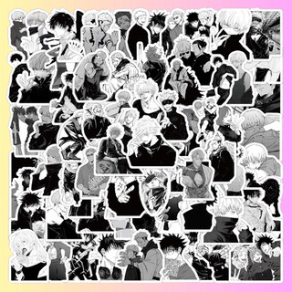 16 - Set 50 Sticker Jujutsu Kaisen Trắng Đen
