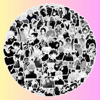16 - Set 50 Sticker Jujutsu Kaisen Trắng Đen
