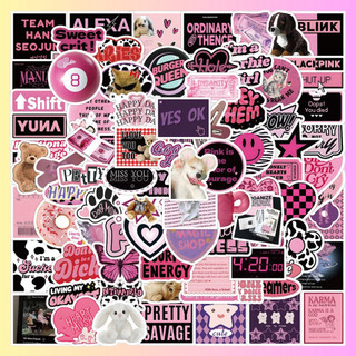 45 - Set 50 Sticker Màu Hồng Chút Đen