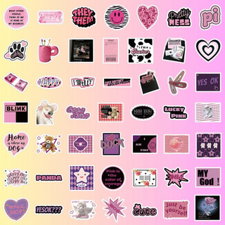 45 - Set 50 Sticker Màu Hồng Chút Đen