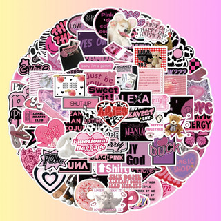 45 - Set 50 Sticker Màu Hồng Chút Đen