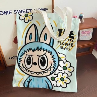 Túi Tote Vải Canvas Hình Labubu Siêu Dễ Thương – Túi Vải Đeo Vai Hot Trend, In Sắc Nét, Đựng Vừa A4