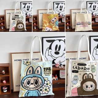 Túi Tote Vải Canvas Hình Labubu Siêu Dễ Thương – Túi Vải Đeo Vai Hot Trend, In Sắc Nét, Đựng Vừa A4