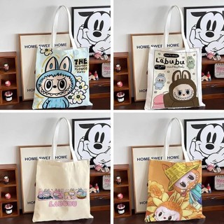 Túi Tote Vải Canvas Hình Labubu Siêu Dễ Thương – Túi Vải Đeo Vai Hot Trend, In Sắc Nét, Đựng Vừa A4