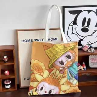 Túi Tote Vải Canvas Hình Labubu Siêu Dễ Thương – Túi Vải Đeo Vai Hot Trend, In Sắc Nét, Đựng Vừa A4