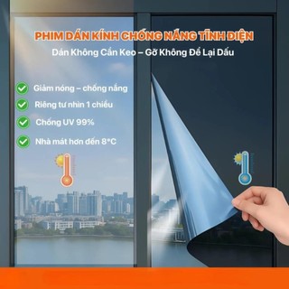 Phim Dán Kính Chống Nắng Cách Nhiệt 45x200cm | Phim Một Chiều Chống UV Tĩnh Điện Riêng Tư Cửa Kính