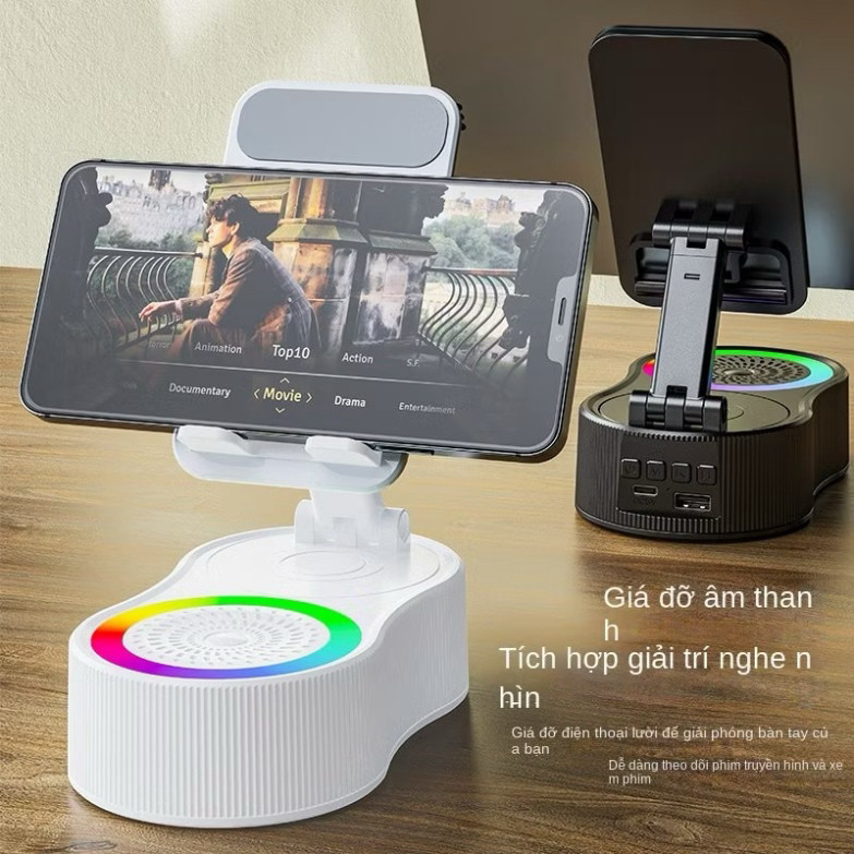 Loa Bluetooth Có Giá Đỡ Điện Thoại - Phiên Bản Nâng Cấp Với Đèn LED Thay Đổi Màu Sắc, Pin 5000mAh ntt95