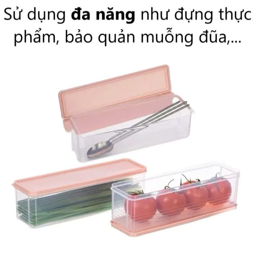 COMBO 3 Hộp Chữ Nhật Bảo Quản Thực Phẩm Đa Năng Hokori 6790 dáng dài có nắp đậy nhựa dẻo bền để tủ lạnh AMIZIN