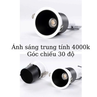 Đèn led âm trần Spotlight chống chói 7W/12W Phi 75- Đèn chiếu điểm/ đèn spotlight cao cấp 1 màu 3 màu