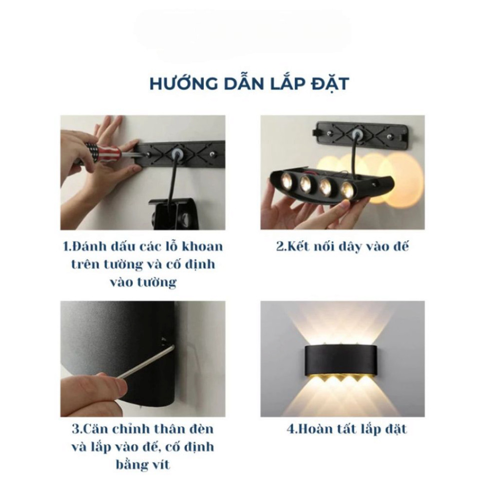 Đèn hắt tường trang trí nhà, chống nước IP65 dùng điện 220V - Đèn hắt tia decor trang trí cầu thang