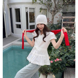 Áo babydoll dáng dài layer Forgirl áo babydoll kiểu sơ mi cổ V tay phồng rút eo dáng xoè T194