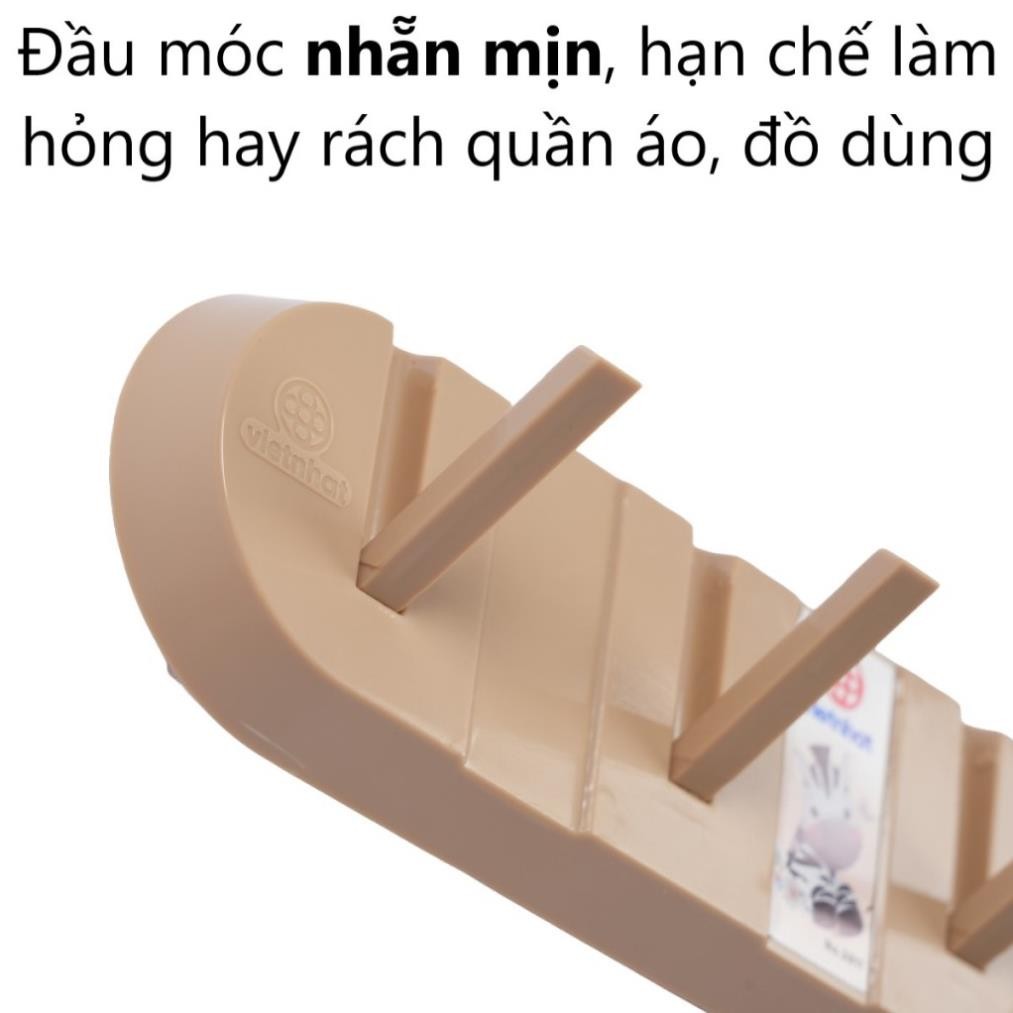 Thanh dán tường 4 móc gập gọn nhựa VIỆT NHẬT - Treo đồ, quần áo, chịu lực, siêu dính - 2811 AMIZIN