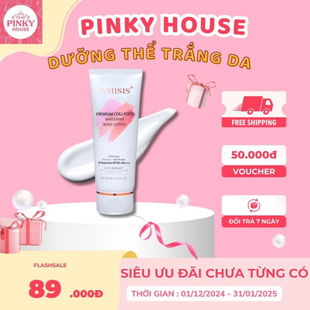 Kem Dưỡng Thể Trắng Da Chống Nắng WHISIS-Premium Collagen Whitening Body Lotion 200ml