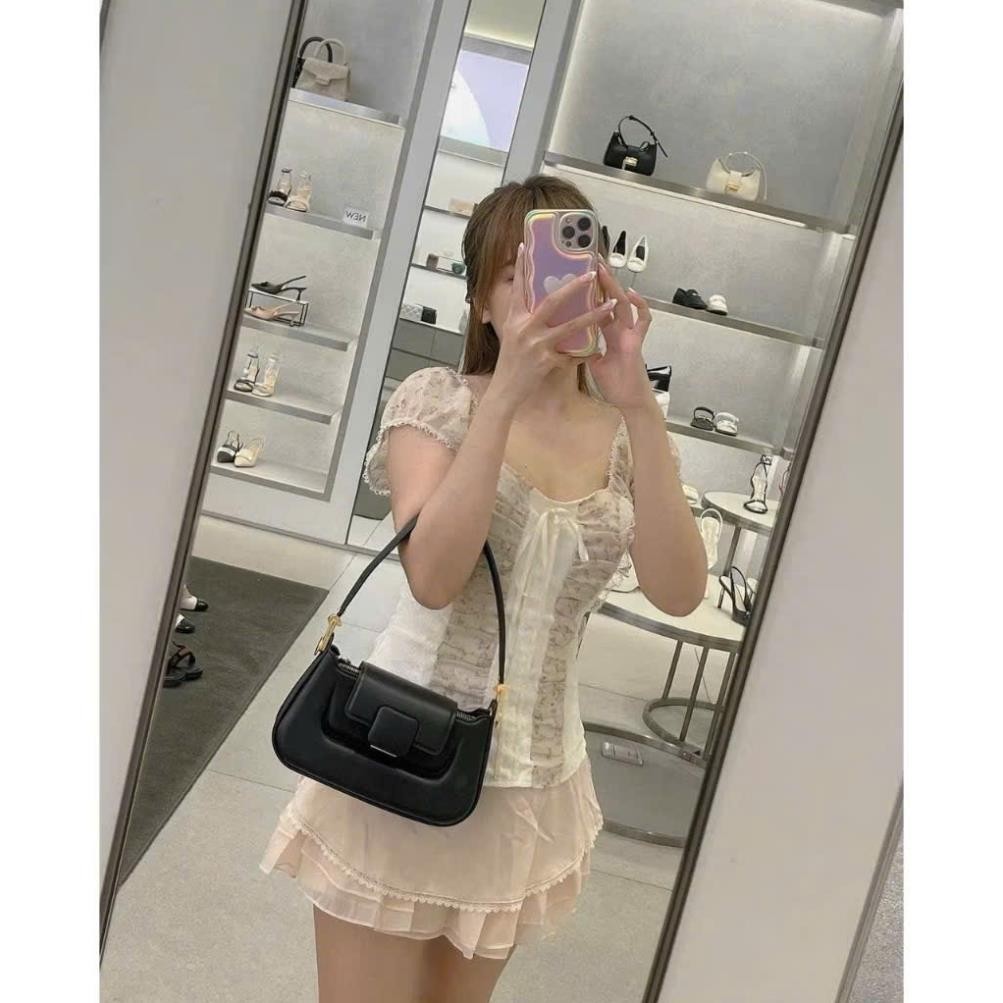 Túi xách nữ túi đeo chéo size 18 và 24cm khóa vuông 2 bản dây đeo