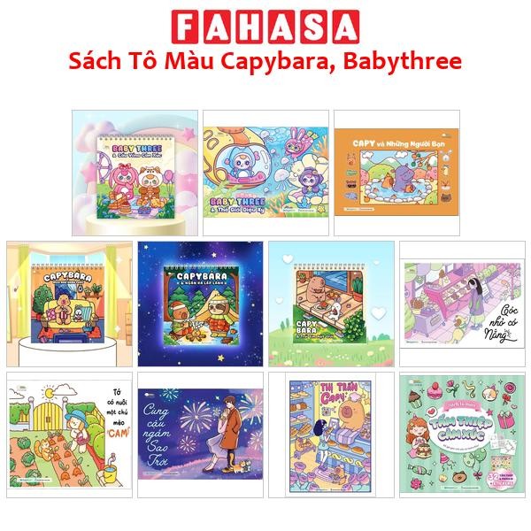 Sách Tô Màu Góc nhỏ có nắng, Tấm Thiệp Cảm Xúc, Capy Và Những Người Bạn, Tớ Có Nuôi Một Chú Mèo Cam