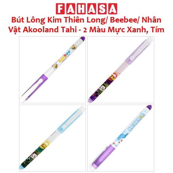 Bút Lông Kim Thiên Long/ Beebee/ Nhân Vật Akooland Tahi - 2 Màu Mực Xanh, Tím