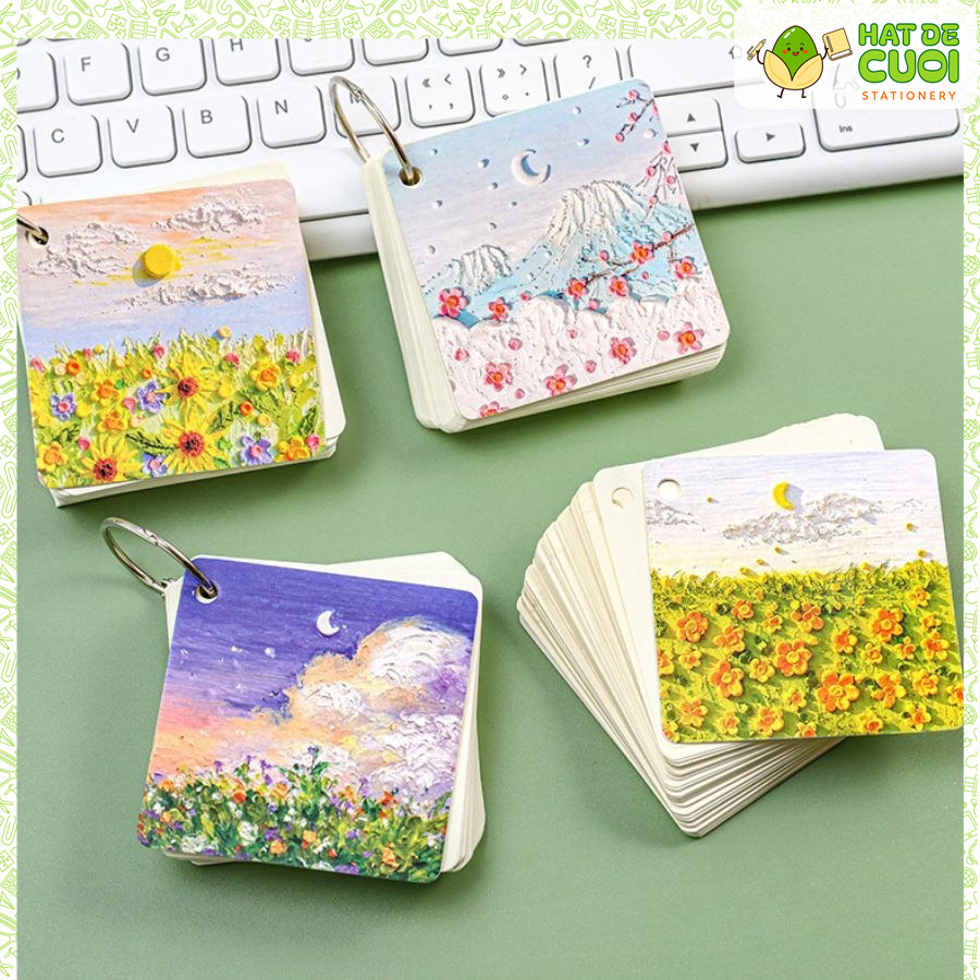 Tập thẻ học từ vựng Flashcard ghi chú tranh sơn dầu NO39, ngoại ngữ 80 tờ viết từ mới