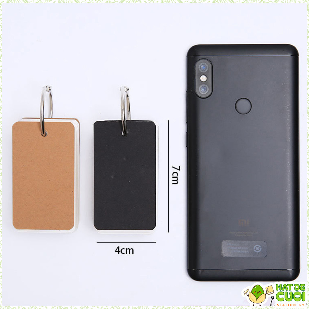 Tập 50 tờ Flashcard thẻ nhớ bìa trơn nâu/ đen NO54 Tập thẻ ghi chú, học từ mới trơn basic | BigBuy360 - bigbuy360.vn