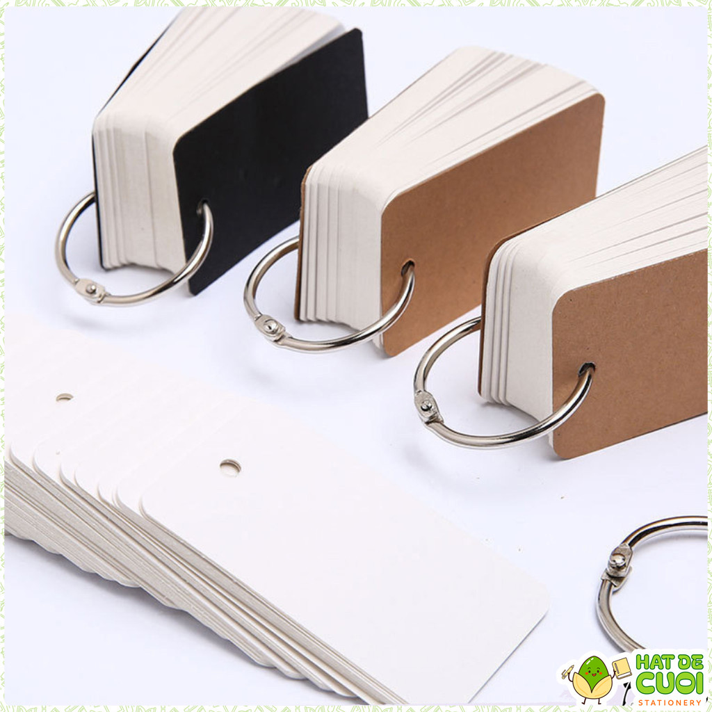 Tập 50 tờ Flashcard thẻ nhớ bìa trơn nâu/ đen NO54 Tập thẻ ghi chú, học từ mới trơn basic | BigBuy360 - bigbuy360.vn